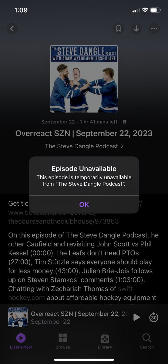 AaronGrass1's tweet photo. @sdpnsports do you know why there’s always issues on Apple with listening to a new podcast? Always get this when trying to listen/download a new ep. Andre a few days it works tho? https://t.co/Xbmz3Pp8Bi