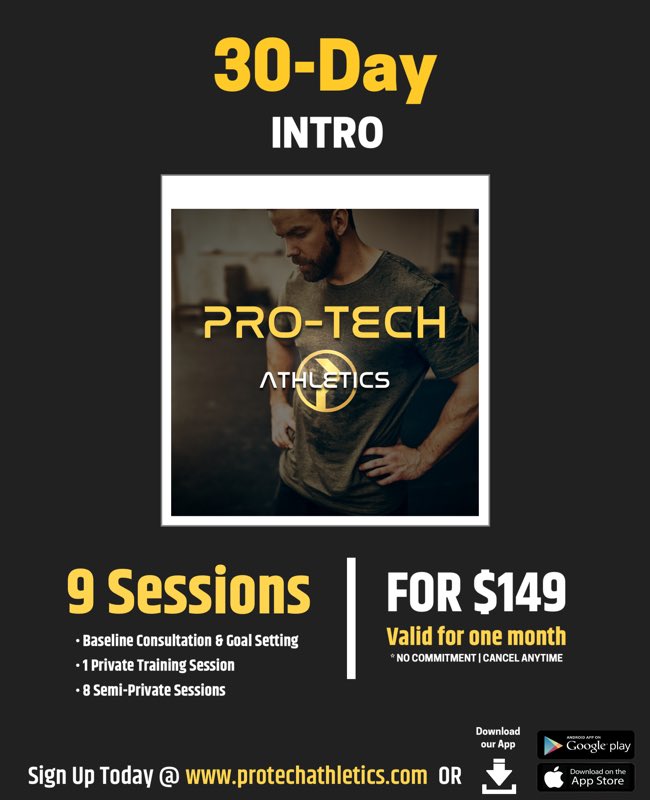 ProTechAthlete's tweet image. All guests are eligible to take advantage of our 30-Day Intro offer! The VALUE of this offer is incredible.

Semi-private training for young baseball &amp;amp; softball athletes as well as adult fitness. Other sport divisions Coming Soon!

Get started at protechathletics.com
