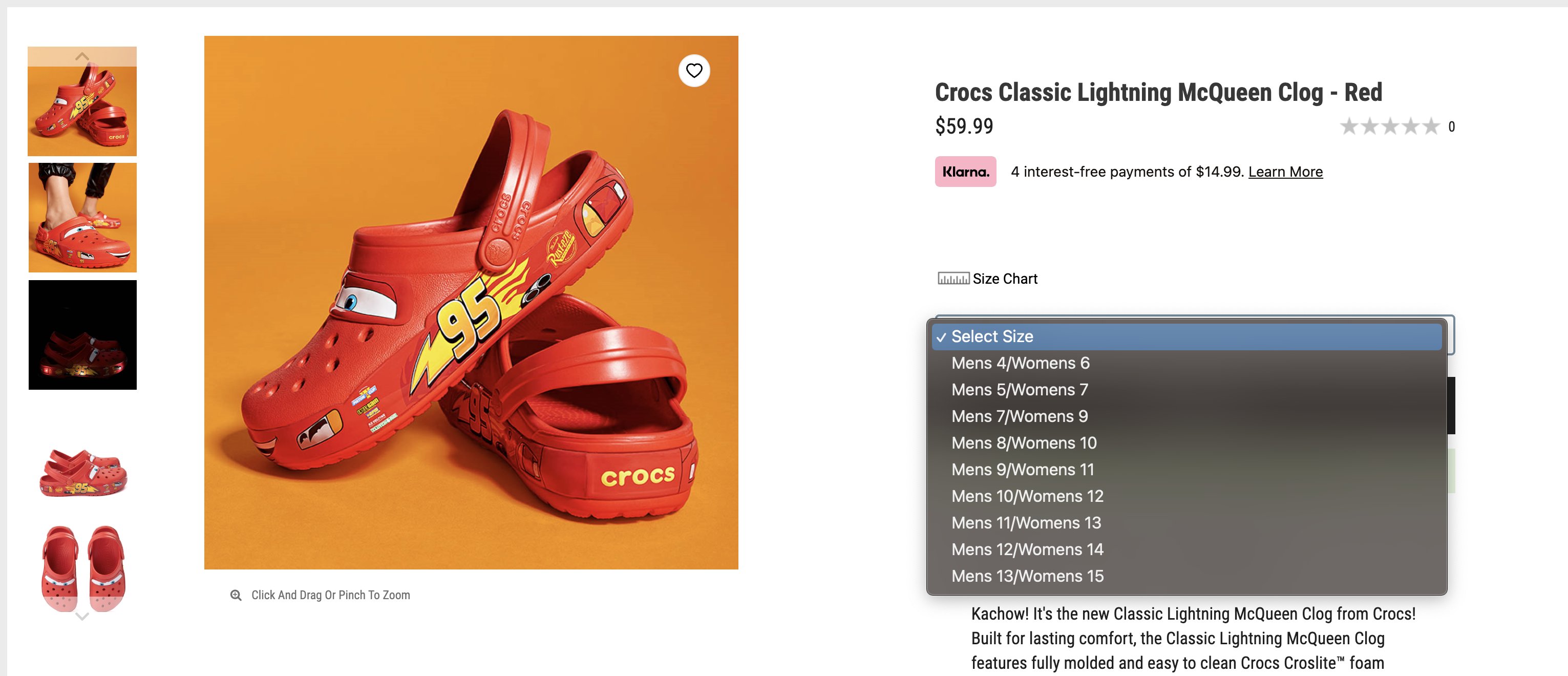 Crocs Classic Clog Lightning McQueen *IN-HAND* - FAST AND FREE