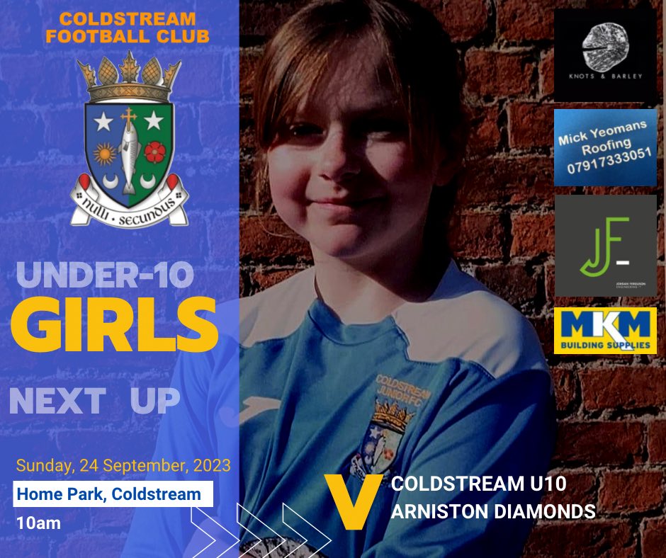 ColdstreamGirls's tweet image. 🔵⚪️🔵 THIS SUNDAY 🔵⚪️🔵

Coldstream U10 and U12 girls are both in action again this Sunday.

➡️U10s
🆚Coldstream v @arniediamonds 
⏰10am

➡️U12s
🆚@bathgatecfc Blacks v Coldstream
⏰11am