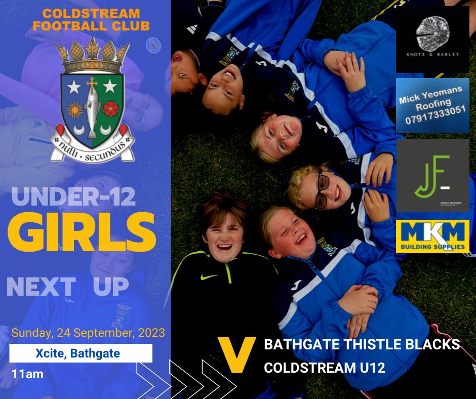 ColdstreamGirls's tweet image. 🔵⚪️🔵 THIS SUNDAY 🔵⚪️🔵

Coldstream U10 and U12 girls are both in action again this Sunday.

➡️U10s
🆚Coldstream v @arniediamonds 
⏰10am

➡️U12s
🆚@bathgatecfc Blacks v Coldstream
⏰11am
