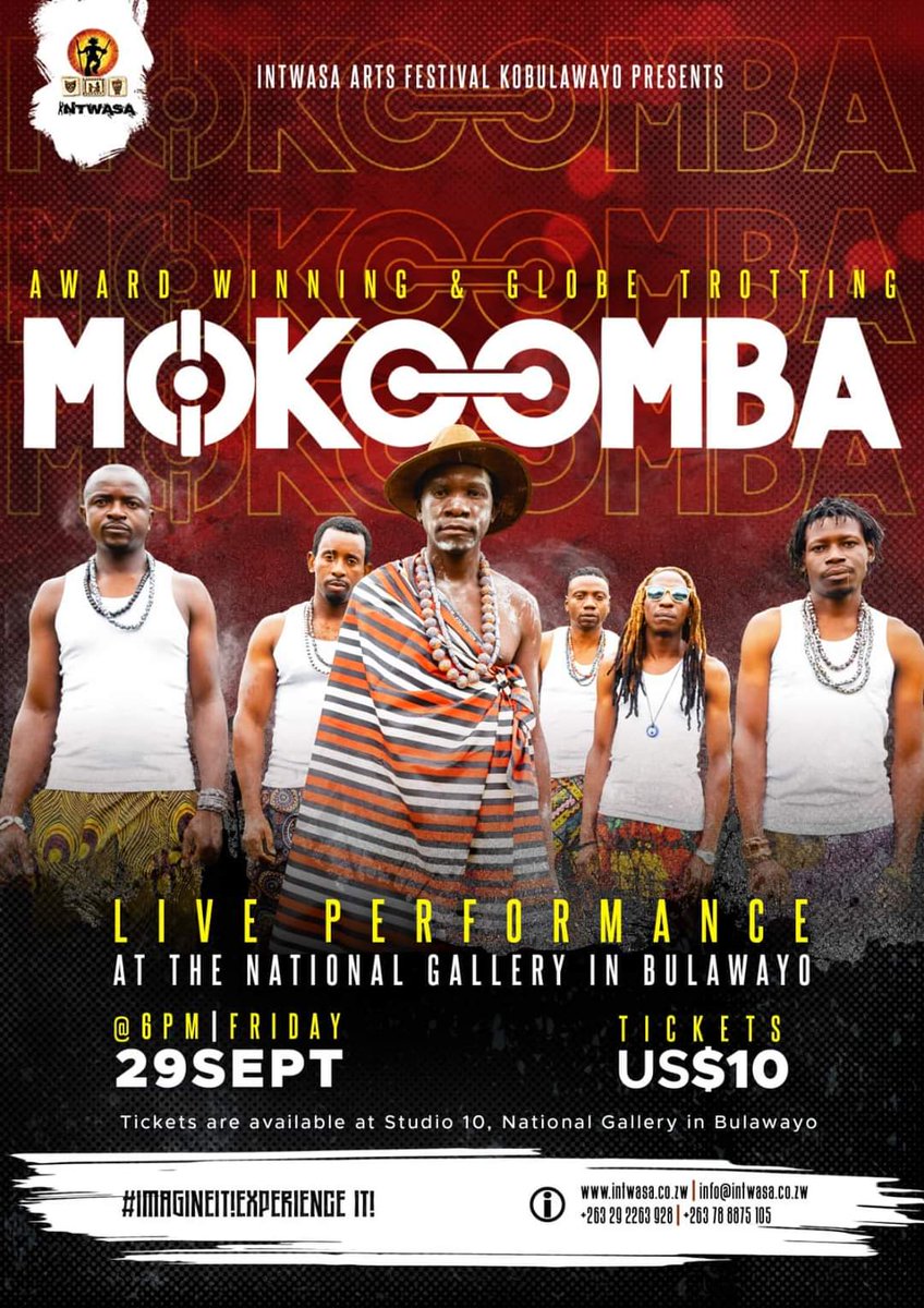 Mokoomba's tweet image. Join us Friday, Sept 29th, for our headline performance at the @intwasa Arts Festival in Bulawayo, Zimbabwe.

*Venue: National Gallery of Zimbabwe - Bulawayo

*Time: 6pm 
*Tickets at $10 available in Studio 10 at the National Art Gallery of Zimbabwe -  Bulawayo. 
 #Intwasa23