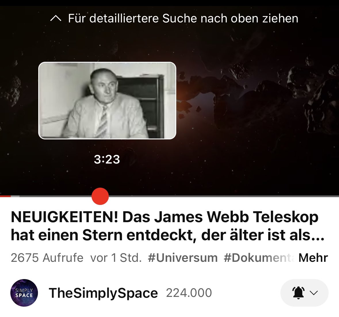 walter_winteler's tweet photo. @zwickyinstitut Herrliches vom #müden_Licht Fritz Zwickys! NEUIGKEITEN! Das #James_Webb Teleskop hat einen Stern entdeckt, der älter... https://t.co/WhtgVMPd15 via @YouTube https://t.co/LAa7M86tPy