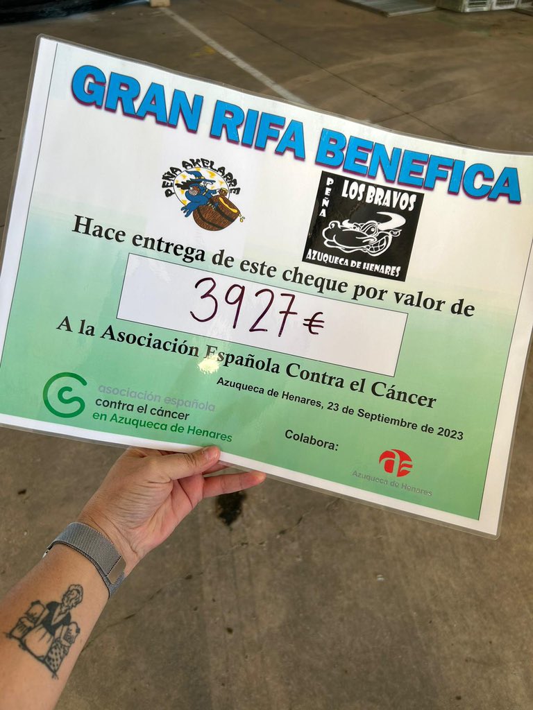 PAkelarre's tweet photo. Junto con la Peña de los Bravos, hemos conseguido recaudar 3927€, muchas gracias por la colaboración!!! https://t.co/1abxSrCMQz