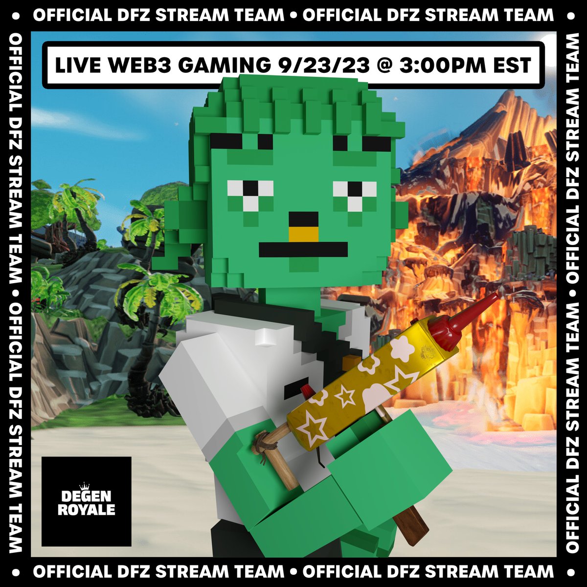 What's one of my favorite games in Web3? 👀
They just launched new levels, new features &amp; YES added my DeadFellaz avatar to the game
1st Person Shooter: Degen Royale 💥🔫

I'm streaming my reaction to all the new updates live on Twitch 1 hour from now
Links in the comment below👇