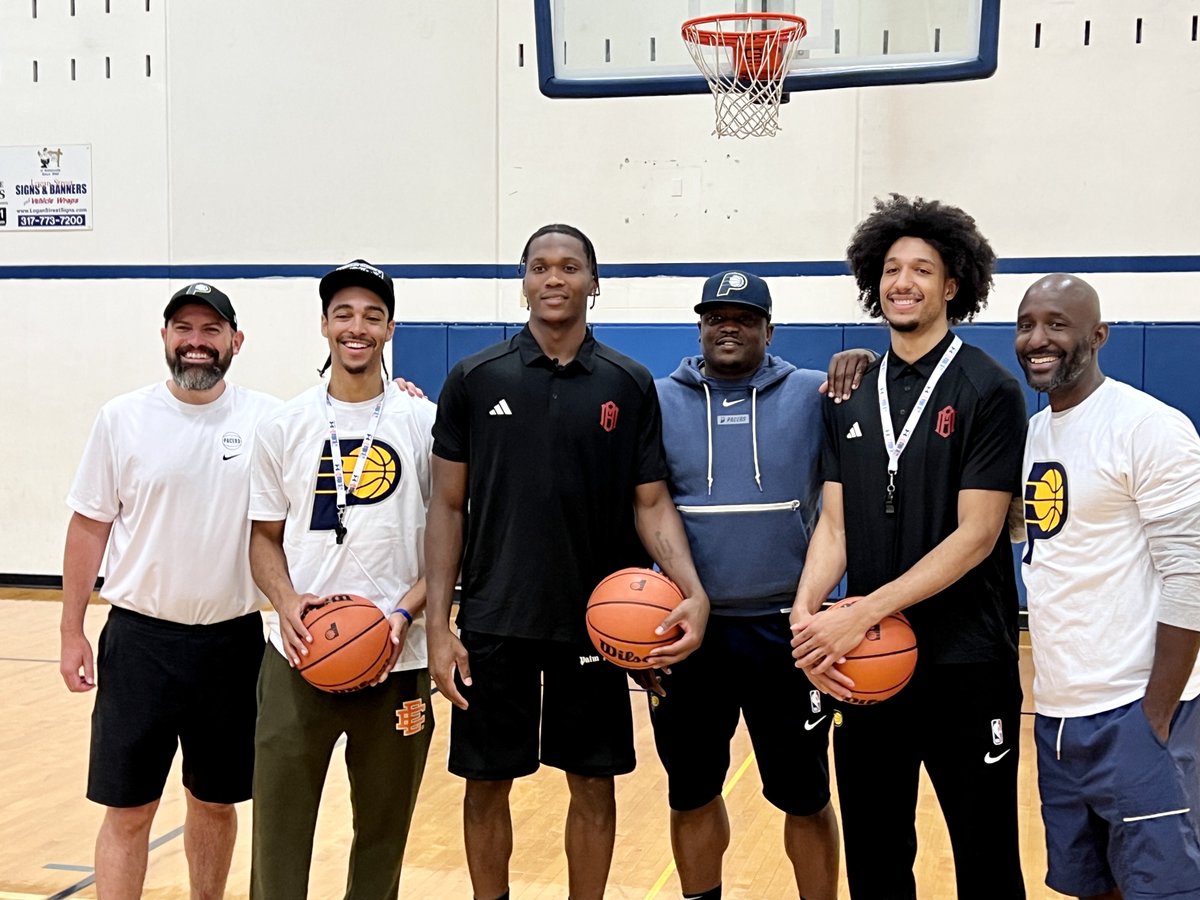 Pacers guard Bennedict Mathurin hosted a youth 🏀 camp Saturday morning at the Boys &amp; Girls Club in Noblesville for kids ages 12-14. Several teammates, coaches and staff members were there to support.