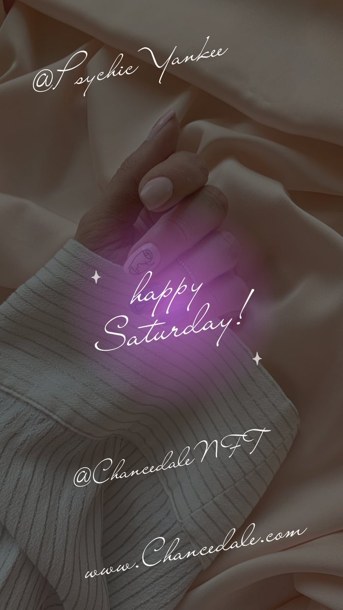 Happy Saturday! Hope you all have a blessed day! <a href="/PsychicYankee/">🔮CryptoPsychic</a> <a href="/ChancedaleNFT/">Chancedale</a> <a href="/ChancedaleRadio/">Chancedale Airways</a> <a href="/CheriH72/">Cheri Haase</a> <a href="/YankeeUnMuted/">YankeeUnMuted</a> #TakingChancesWithChancedale