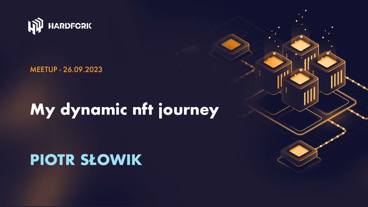 HardForkConf's tweet photo. 🔥 Curious about Dynamic NFTs (#dNFTs)? 🤯
They're NFTs that adapt &amp; change over time! 🔄🖼️
Join Piotr Słowik's talk on "My dynamic NFT journey" to dive deep into this innovative world! 🚀
🗓️ Don't miss out 26.09:
🔗 https://t.co/TbYCseZBvc
#NFT #Web3 #Blockchain #HardforkMeetup https://t.co/TwOkOg2Hzm
