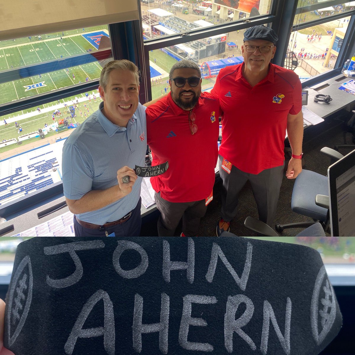 Brian Hanni (@bhanni) on Twitter photo Today’s #KUCancerFighter dedication hits very close to home, as John Ahern, a 57-year-old from Parker, CO is here today cheering on his brother-in-law, <a href="/CoachLeipold/">Lance Leipold</a>. John’s battling stage 4 pancreatic cancer, but is determined & seeing good progress! All of KU is with you, John! Today’s #KUCancerFighter dedication hits very close to home, as John Ahern, a 57-year-old from Parker, CO is here today cheering on his brother-in-law, <a href="/CoachLeipold/">Lance Leipold</a>. John’s battling stage 4 pancreatic cancer, but is determined & seeing good progress! All of KU is with you, John!