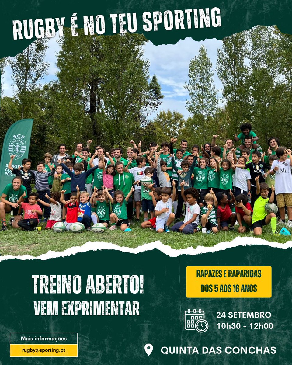 RugbydoLeao's tweet photo. É já amanhã!!!
JOGA RUGBY NO (teu) SPORTING!!!
O ano passado foi assim o nosso treino experimental. E amanhã? Quem vais trazer contigo?
Para inscrições e informações: https://t.co/Q1FGZhcMXQ
Mais informações em rugby@sporting.pt
#Sporting #SCP #RugbySCP #SCPRugby https://t.co/hxSTloWAvK