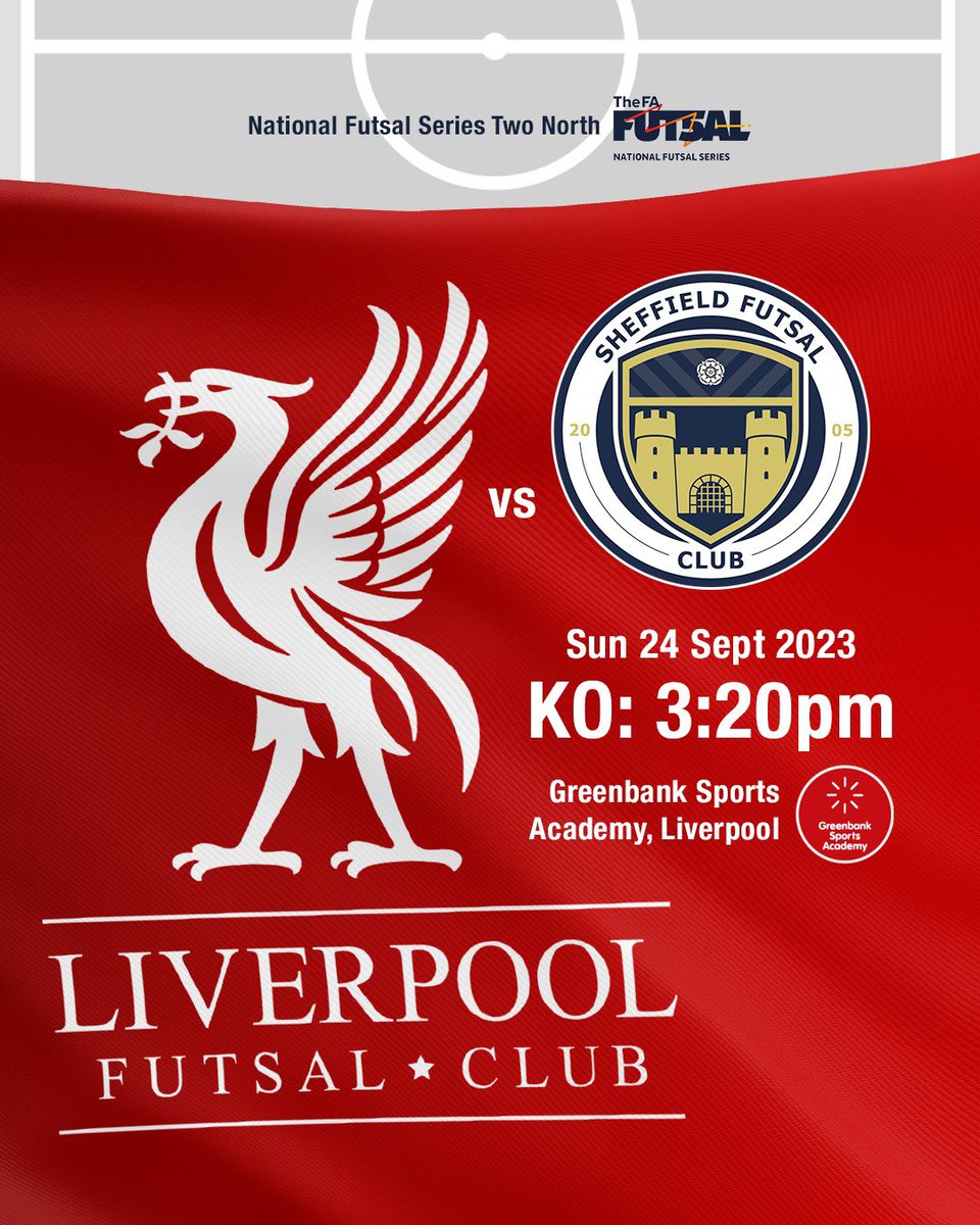 LiverpoolFutsal's tweet photo. @LiverpoolFutsal return to @FA_NFS action tomorrow when we welcome @SheffFutsalClub to @GreenbankSports . Admission is free and we always welcome your support! https://t.co/IjZ7x2DItb