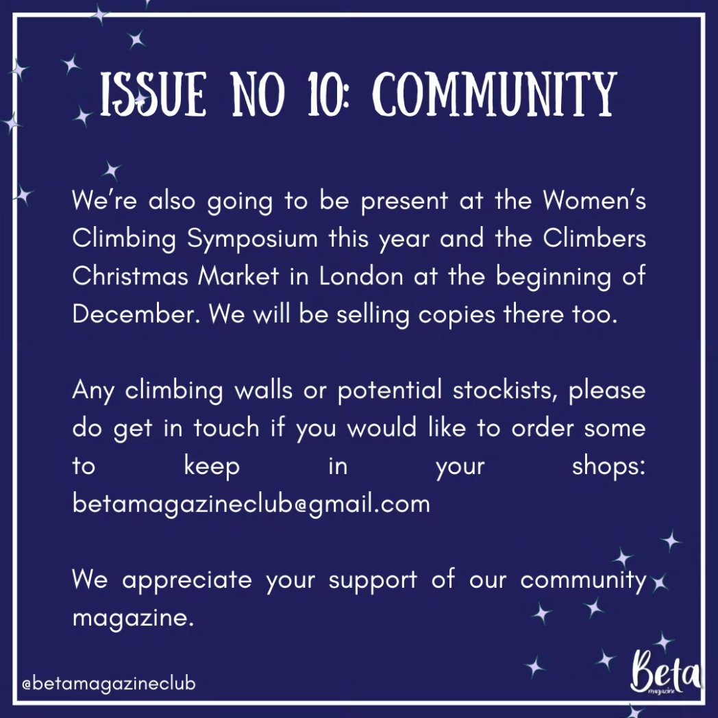 betamagclub's tweet image. The theme is community, so that’s a big hint. This Issue has a huge range of articles and interpretations of community. The good, the bad, the beautiful, the problematic, things to be celebrated and things that need working on.

#BetaMagazine #CommunityClimbing #ClimbingMagazine