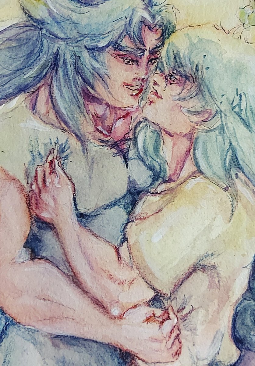 Después de varios intentos, terminé este pequeño fanart de Saga x Aphro en acuarelas y lápices.  #saintseiyayaoi #yaoicouple #yaoi #bl #cdz #sagafro #kotz #piscesaphrodite #阿布罗狄 #聖闘士星矢 #阿布羅狄 #アプロディーテー #魚座のアフロディーテ #双子座のサガ