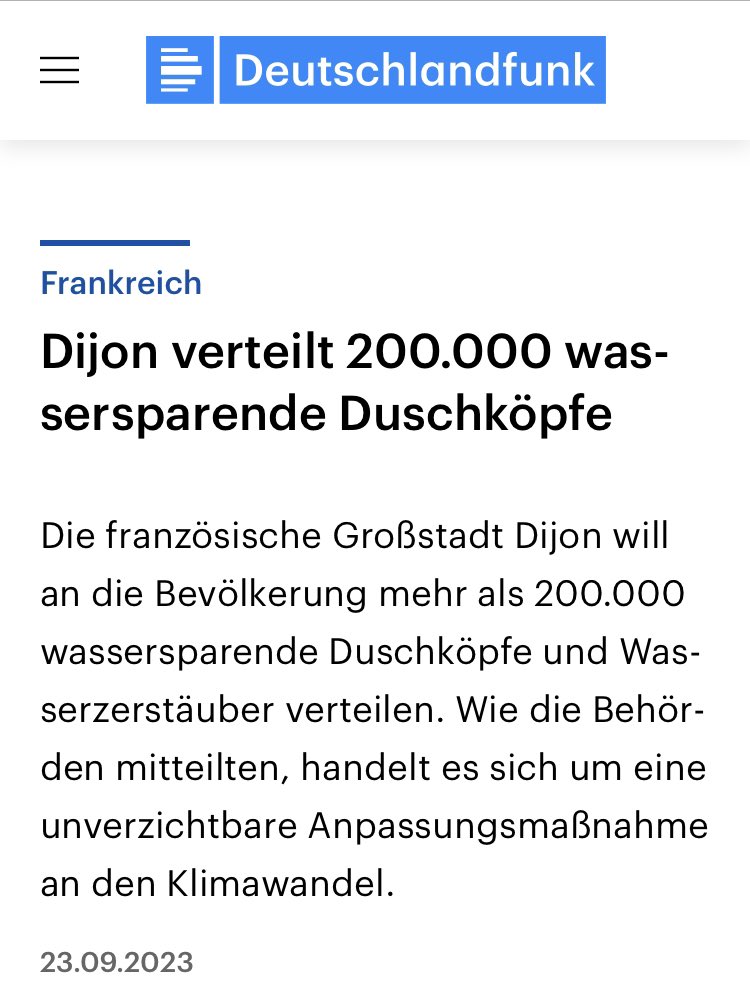 Keine Sorge, wir haben noch 20 Jahre Zeit!! 

#Dijon #Wasserkrise #Klimakatastrophe