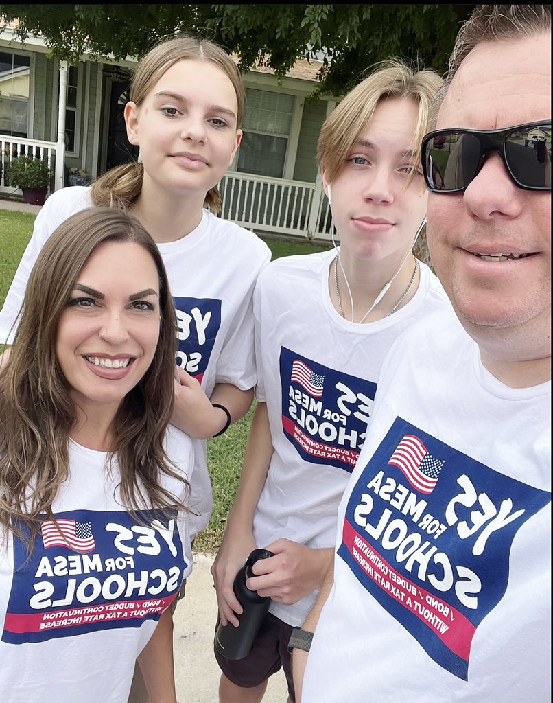 The Wing family spent the morning volunteering with the Yes for Mesa Schools Campaign on this cloudy, but beautiful, Saturday morning. @Jpwing80 #yesformesaschools #supportpubliceducation