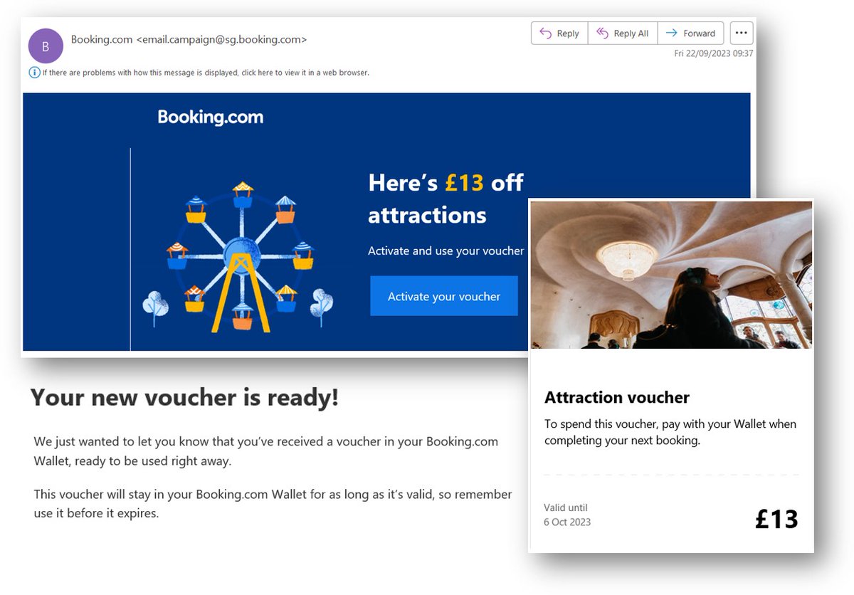 UpgradeTWO's tweet photo. OTAs are doing everything possible to continue owning the guest after a reservation is done.
See example of #OTA voucher, aiming to get your guests to continue spending in the OTA's ecosystem, when staying at your hotel.
Isn't it time your hotel did something about that? https://t.co/uvoqsCnGzl