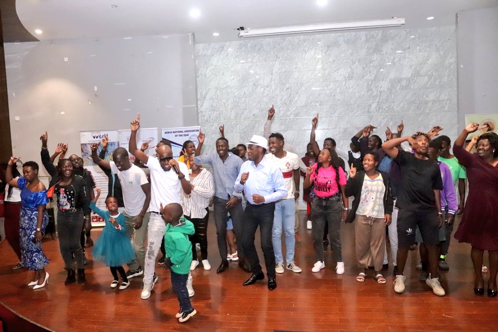 EzekielMutua's tweet photo. On the dance floor with @daddyowenmusic, Charlene Ruto and the Deaf Artist Culture Association of Kenya members. Great fun with the deaf community at the Chandaria Centre for Performing Arts at the University of Nairobi as we celebrate the International Deaf Awareness Week.  #MCSKat40
