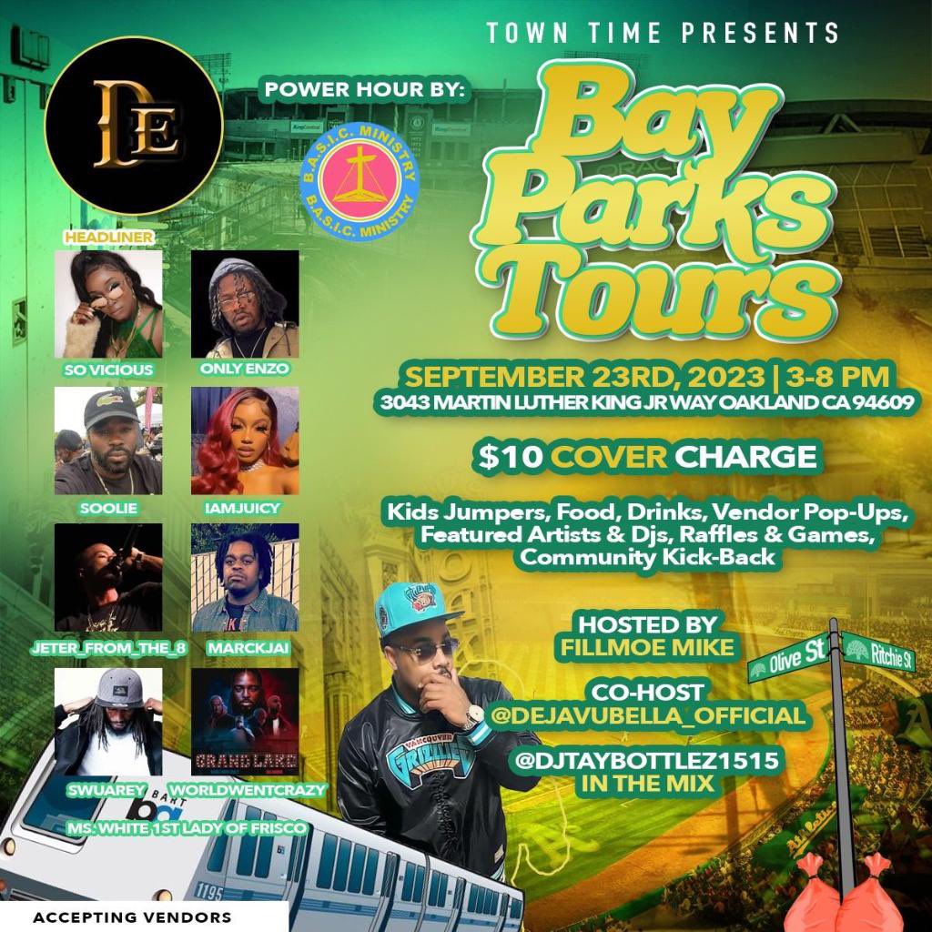 So Vicious (@sovicious415) on Twitter photo 💯TODAY ILL BE PERFORMING IN OAKLAND 🎤 S/O @bayparktours 🔥 IF YOU L👀KIN FOR SOMETHIN TO DO SLIDE THRU ITS A KID FRIENDLY EVENT FROM 3-8pm CHECK OUT THE FLYER FOR THE DETAILS. 🔝
HOSTED BY: <a href="/fillmoemike/">mike fountila</a> & @dejavubella_official
WITH @djtaybottlez1515 IN THE MIX! 💯TODAY ILL BE PERFORMING IN OAKLAND 🎤 S/O @bayparktours 🔥 IF YOU L👀KIN FOR SOMETHIN TO DO SLIDE THRU ITS A KID FRIENDLY EVENT FROM 3-8pm CHECK OUT THE FLYER FOR THE DETAILS. 🔝
HOSTED BY: <a href="/fillmoemike/">mike fountila</a> & @dejavubella_official
WITH @djtaybottlez1515 IN THE MIX!