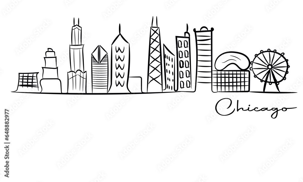 City skyline of Chicago illustration.
#adobe #illustration #artist4hire #printable #lineart