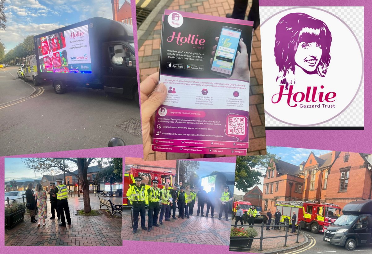 This evening Red Watch have been out in Stockton Heath with our colleagues from Cheshire Police promoting the Hollie Guard app which provides enhanced levels of safety. Follow this link for more information orlo.uk/p7c9f     #hollieguard