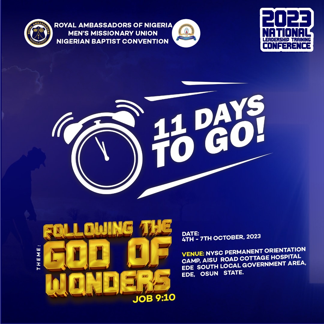 marshal_ran's tweet photo. 11 days!
How high is your morale? Let's make it high with some GIVEAWAY.
1. Quote this tweet with a tweet of the #NLTC graphic and your customized LTC graphic
2. Tell your friends to engage and the winner(s) will be picked from there.
Let's go
#GodOfWonders
#ProudlyBaptist https://t.co/Fu1lvt9y40
