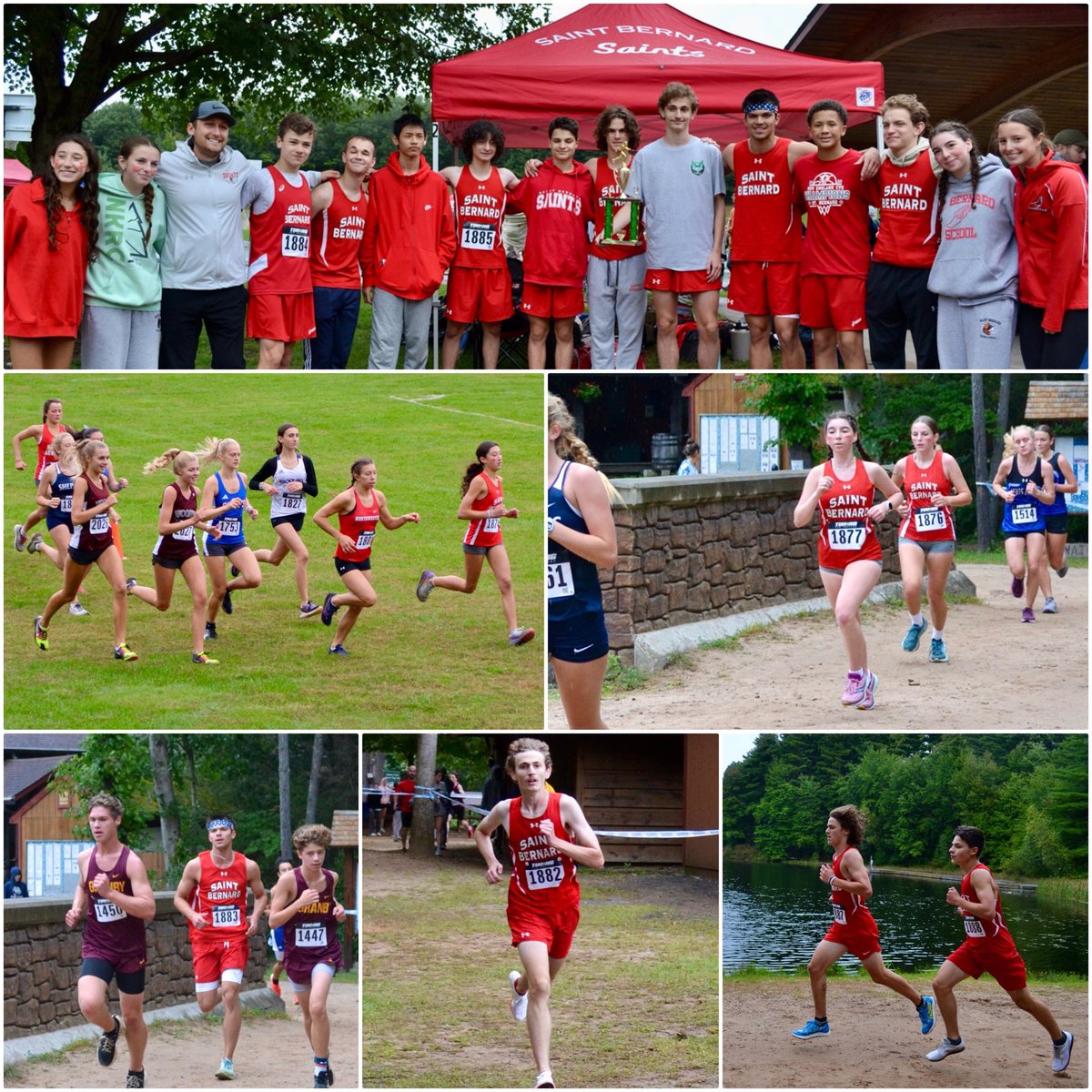 athletics_sbs's tweet photo. Saints cross country bring home the hardware from Winding Trails Invite. Boys varsity 3rd place team, led by Colin Britner (2nd). Helene Coury (3rd) &amp; Mia Klewin (5th) led the girls team. 
#lovebeingasaint https://t.co/VBNT5rLmHS