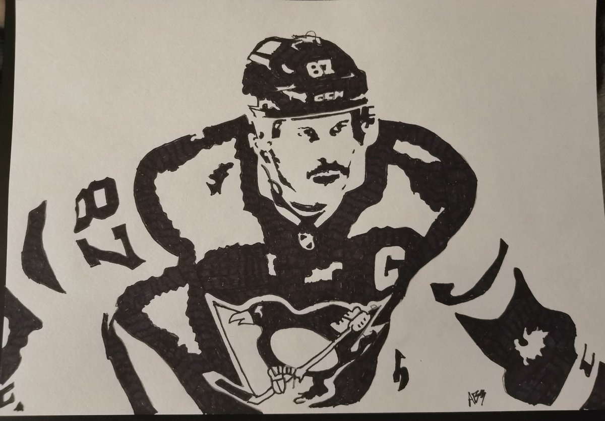 I am starting a new art collection by drawing 1 player per day through the entire NHL season. Starting with Sid. <a href="/NHL/">NHL</a> #NHL