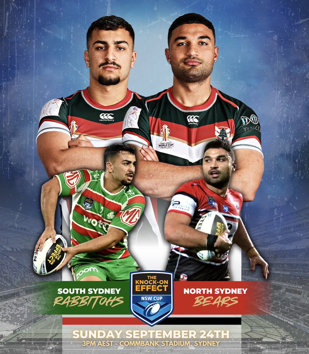 Lebanon Rugby League (@lebanonrl) on Twitter photo Enemies Today, Cedars Forever. ๐ฑ๐ง๐ค
Good Luck to both Elie El Zakhem & Jaxson Rahme as they face off in the <a href="/NSWCup/">The Knock-On Effect NSW Cup</a> Grand Final today at 3pm AEST at Commbank Stadium, Sydney! The Game will be streamed on Channel 9 aswell as the NSWRL website for international viewers ๐๐ผ Enemies Today, Cedars Forever. ๐ฑ๐ง๐ค
Good Luck to both Elie El Zakhem & Jaxson Rahme as they face off in the <a href="/NSWCup/">The Knock-On Effect NSW Cup</a> Grand Final today at 3pm AEST at Commbank Stadium, Sydney! The Game will be streamed on Channel 9 aswell as the NSWRL website for international viewers ๐๐ผ