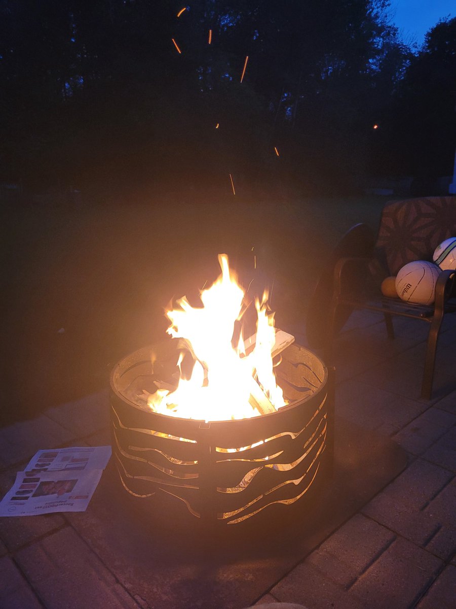 Enjoying one of the last summer time fires before it gets colder and that white stuff is on the ground.