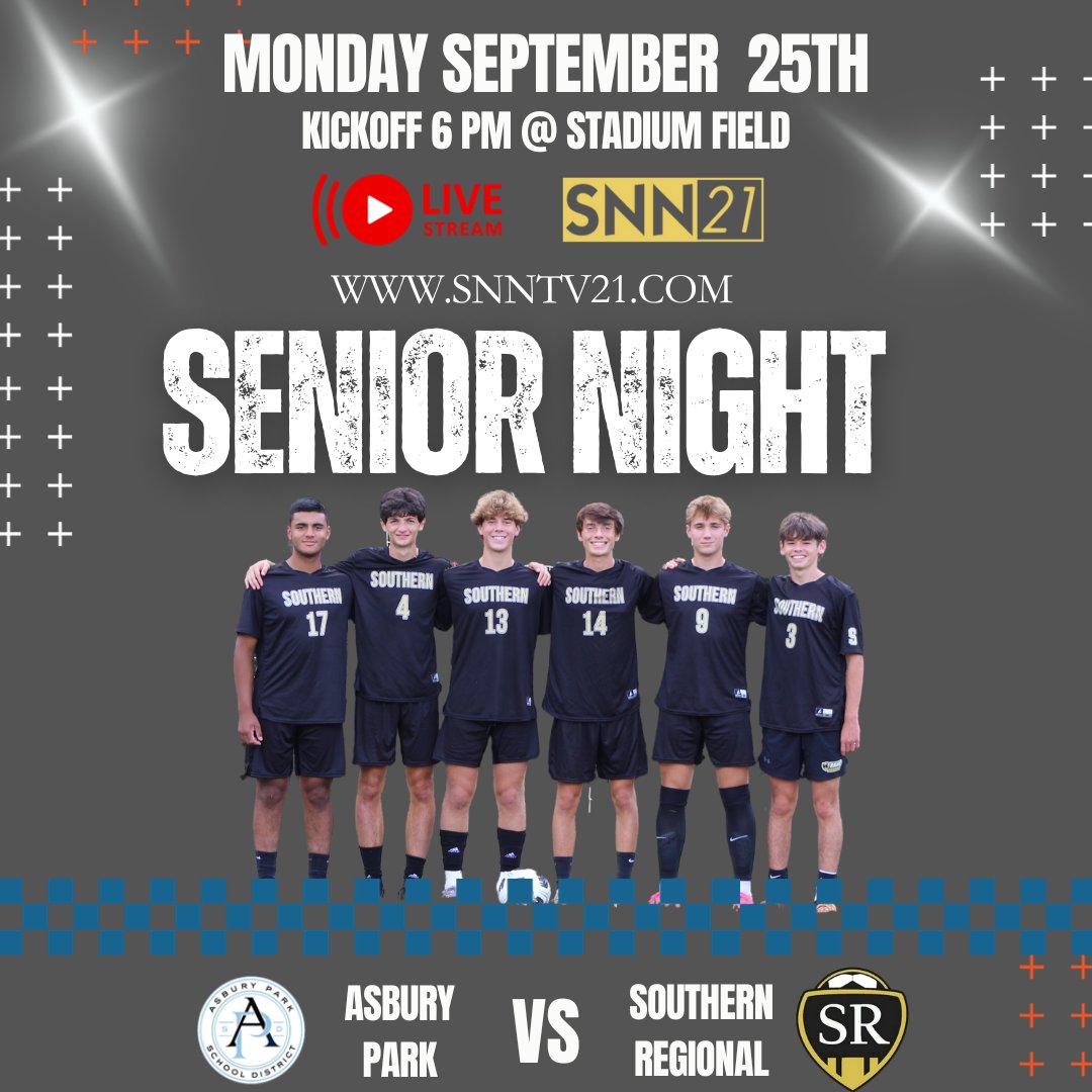 Join us for Senior Night 2023!

⏰ 6:00 PM Monday 9/25/23
📍 Southern Stadium Field
🆚 Asbury Park HS
📺 snntv21.com

🐏⚽️🫶 #family #southern #rampride