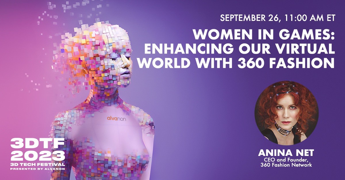 aninanet's tweet photo. π Excited to announce that I'll be speaking at #3DTechFest Sept 26th 11am EST about our @360Fashion #MazeGame! Join me as I share how we made it #inclusive & #fashionforward, with custom #avatars & fantastic fashion choices. @alvanon #FashionTech #360F #BodyPositive #GameDev https://t.co/ai319daJQY