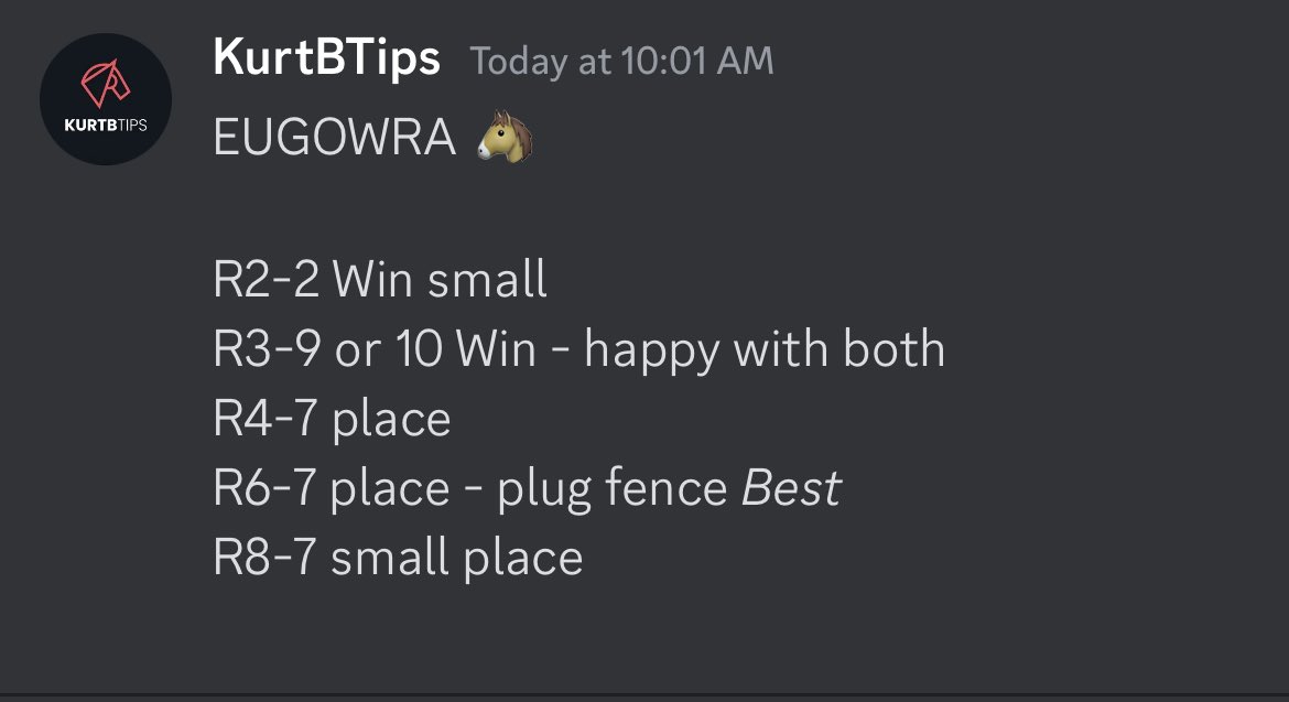 Sunday bets for Eugowra 🤑🤝