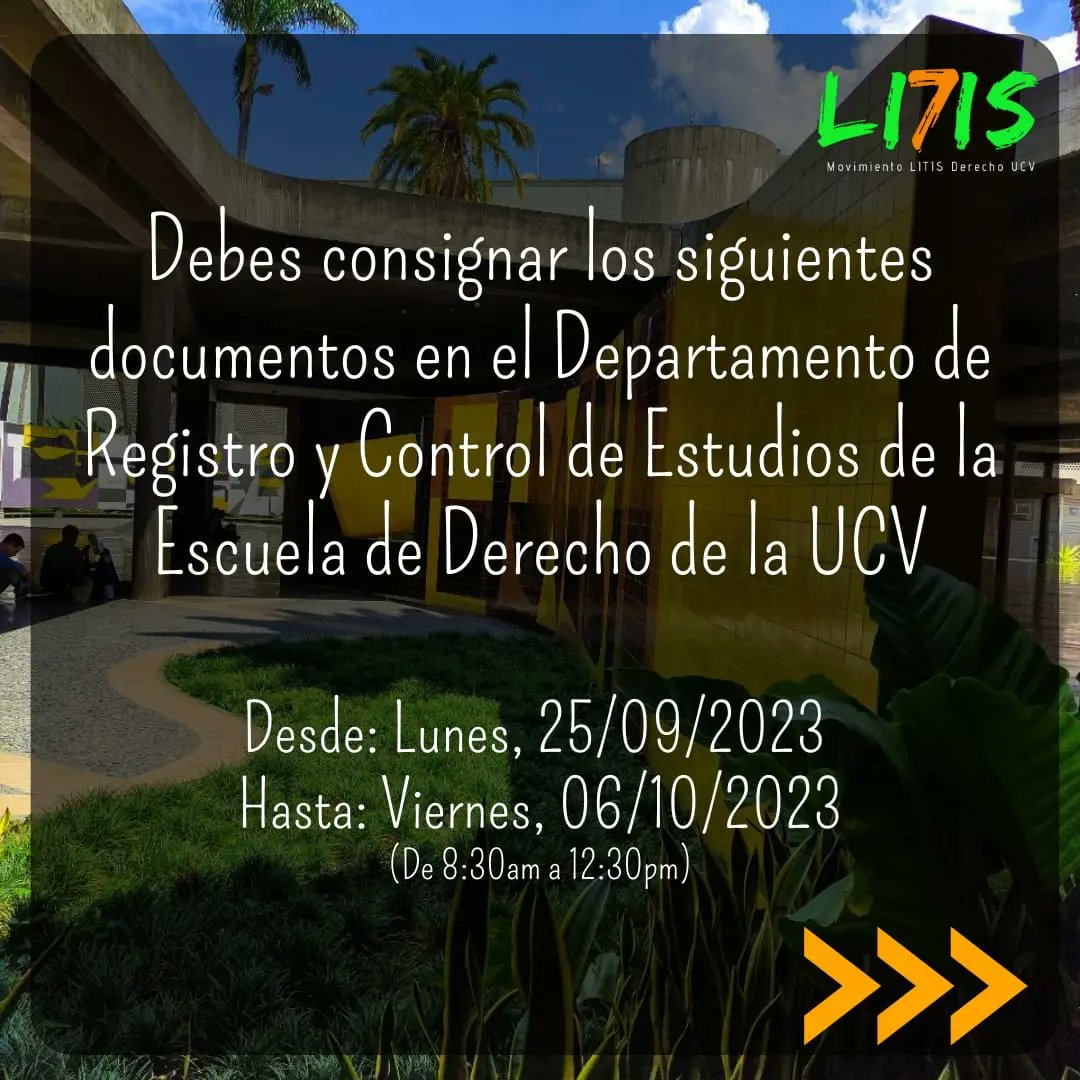 LitisUCVOficial's tweet photo. ¡Atención futuro estudiante de Derecho!
#DerechoUCV #SIMADI #OPSU #NUEVOINGRESO #UCV https://t.co/wUdxtFOapc