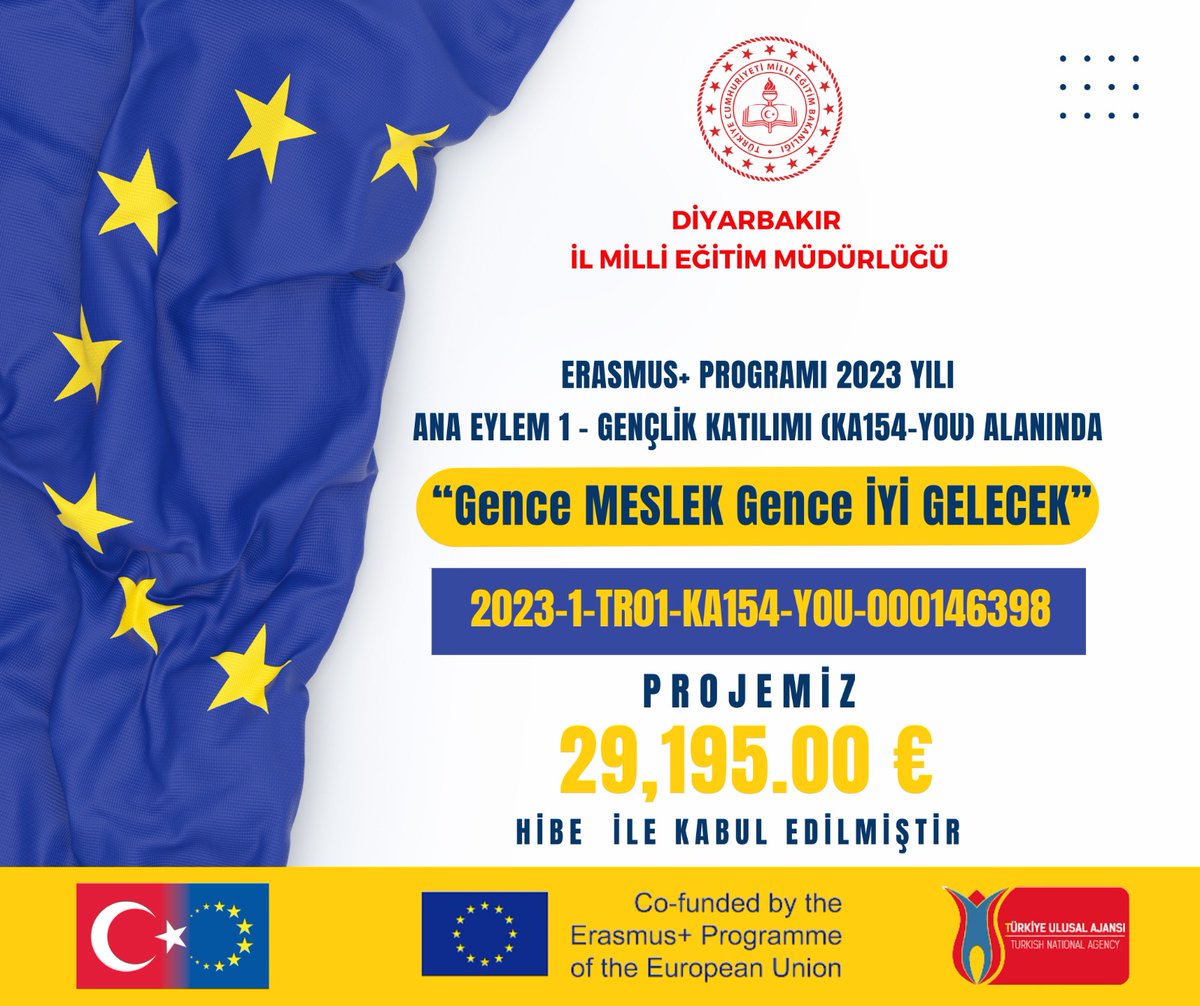 🇹🇷Gençlik Katılımı Alanında 81 İlde TEK

ERASMUS+ Programı 2023 Yılı
Ana Eylem 1 - GENÇLİK KATILIMI (KA154-YOU) alanında;👨‍💻👩‍💻“Gence MESLEK Gence İYİ GELECEK” projemiz 29,195.00 € hibe ile kabul edilmiştir.

<a href="/Yusuf__Tekin/">Yusuf Tekin</a>
<a href="/Murat4Kucukali/">Murat Küçükali</a>
<a href="/ayhanozturkmeb/">Ayhan Öztürk</a>
<a href="/ilkerastarci/">İlker Astarcı</a>
<a href="/ulusalajans/">Türkiye Ulusal Ajansı 🇹🇷 Turkish NA</a>