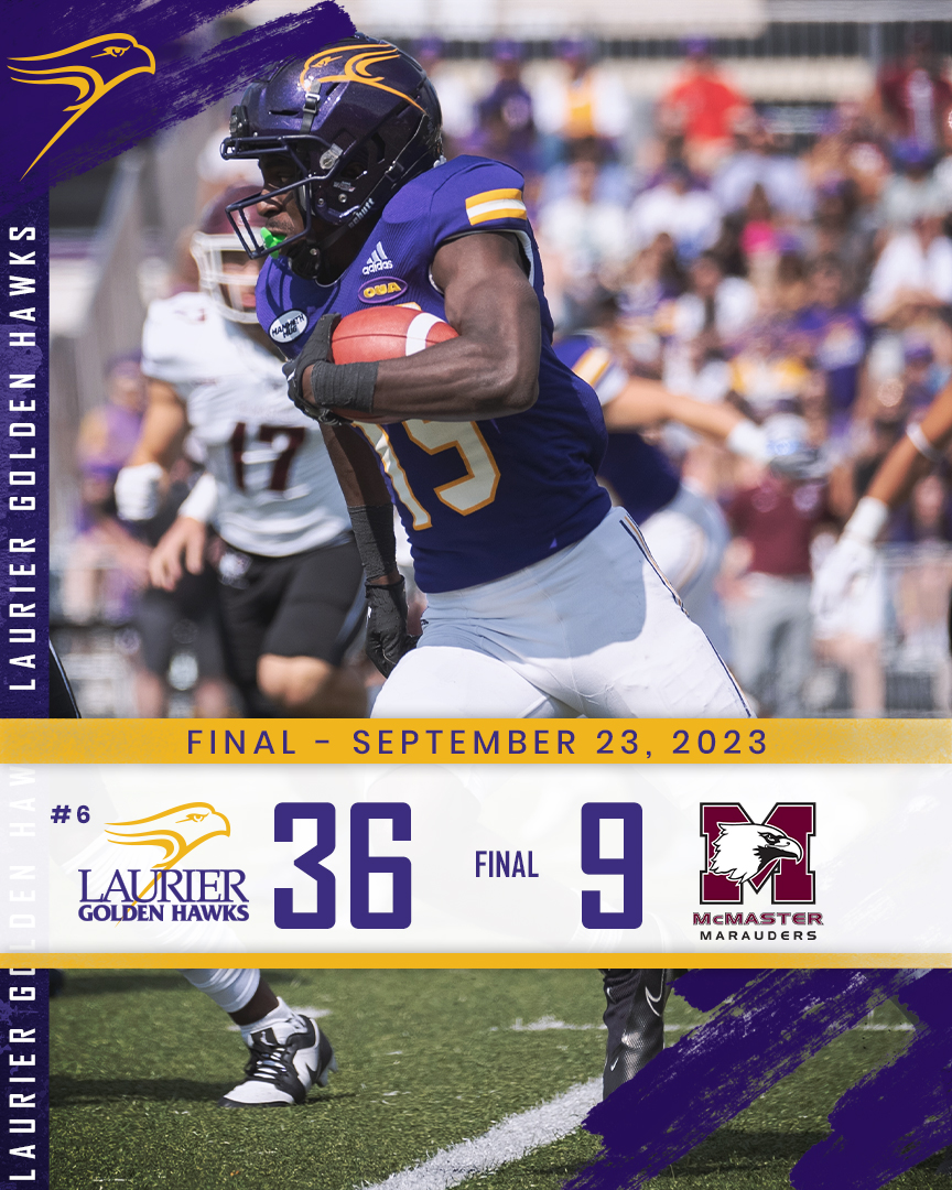 WLUAthletics's tweet photo. π FINAL - Taylor Elgersma (31-40 passing, 430 yards, 2 TDs) and Ife Onyemenam (5.5 tackles, 1 sack, 2 interceptions) lead the Golden Hawks to their fifth straight win to start the season!
#SoarAbove | #WLUvsMAC | #LaurierHomecoming https://t.co/qHQz6ag8ak