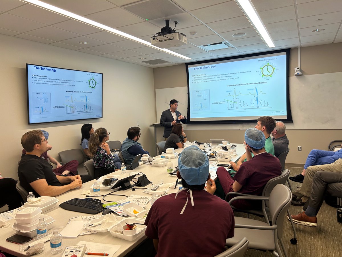 The first CCM Therapy device at UIowa was successfully implanted earlier this week! Yesterday, the Impulse Dynamics team gave our fellows a fascinating presentation on this cutting-edge technology. @ModulateHF @drpaari