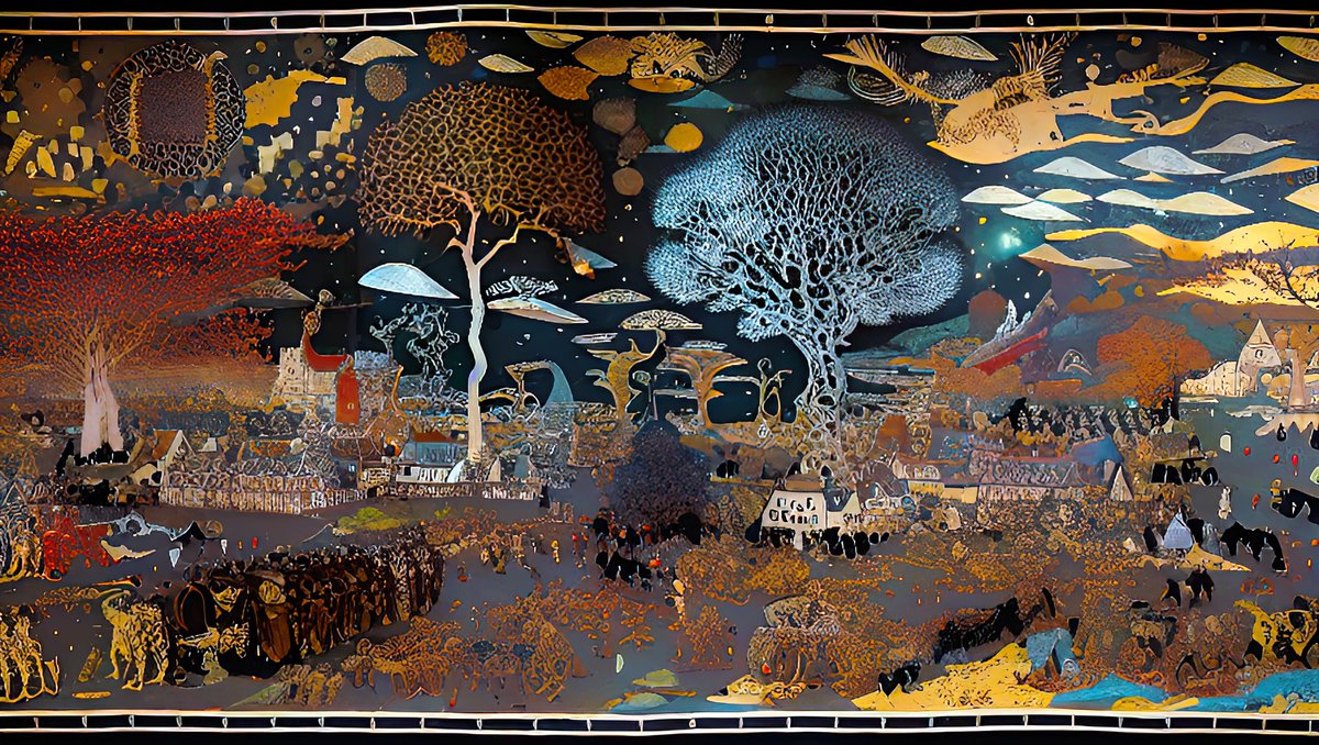 xalieri's tweet photo. Tapestries from neighboring kingdoms. 2 of 3
#HistoricalTextiles #Embroiderama #LooseThreads #Tapestries #WeirdArt #PsychologicalLandscape #ImSureItMustMeanSomething
#DarkArts #DigitalArt #AIAssistedArt #AIArt #WomboDream #StableDiffusion https://t.co/bQyyDeaCRq