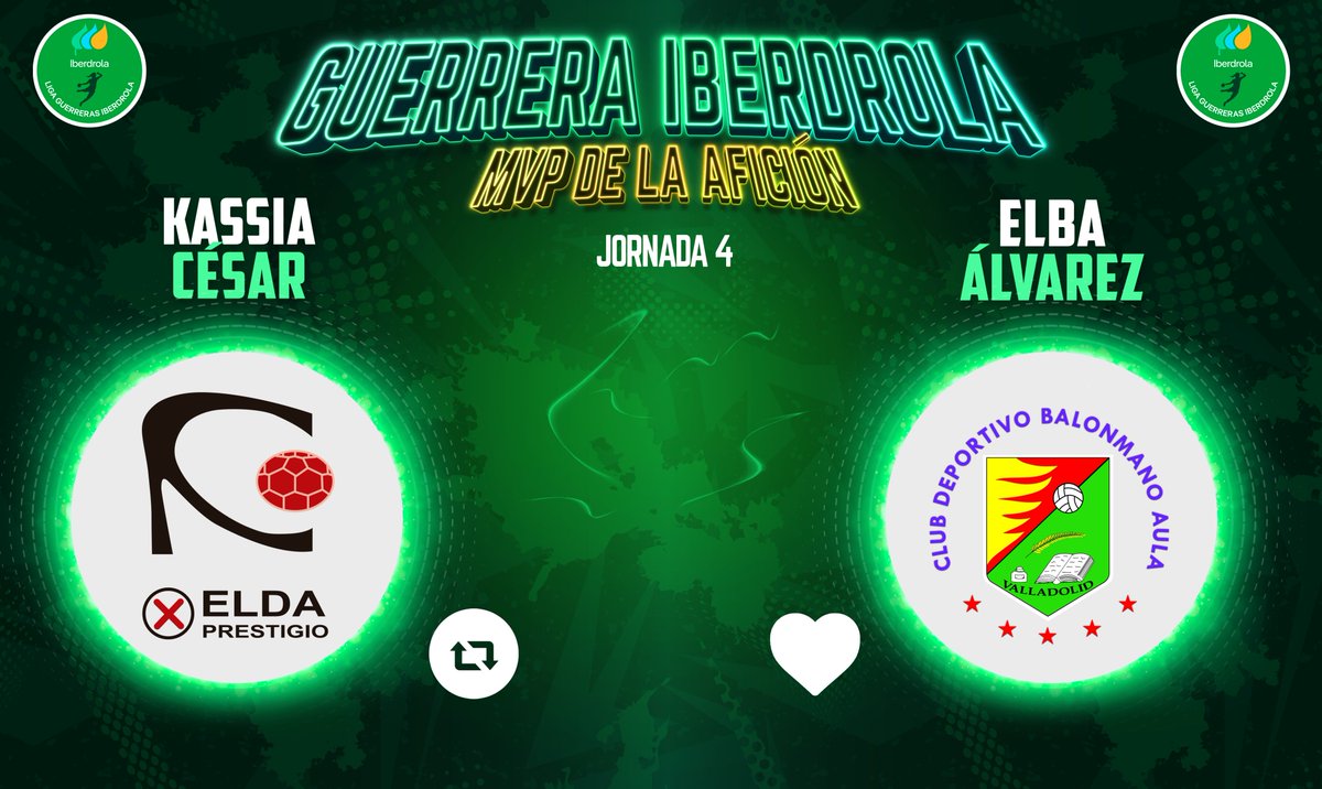⭐️ #GuerreraIberdrola - Jornada 4

🆚 <a href="/elda_prestigio/">CBF ELDA PRESTIGIO</a> : <a href="/BmAulaCultural/">CD Balonmano Aula</a>

♻️ RT: Kassia César
❤️ Me gusta: <a href="/elbaat_11/">Elba Álvarez</a>