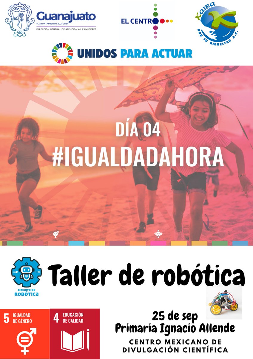 En la semana #accionporlosods taller de robótica para niñas de la primaria Ignacio Allende con MY World México Mujeres Capital - Guanajuato Capital para visibilizar la igualdad alineado a los ODS 4 y 5
#AcciónXODS #UnidosParaActuar
#UniteToAct #ODS #SDGs #Agenda2030 #2030Agenda