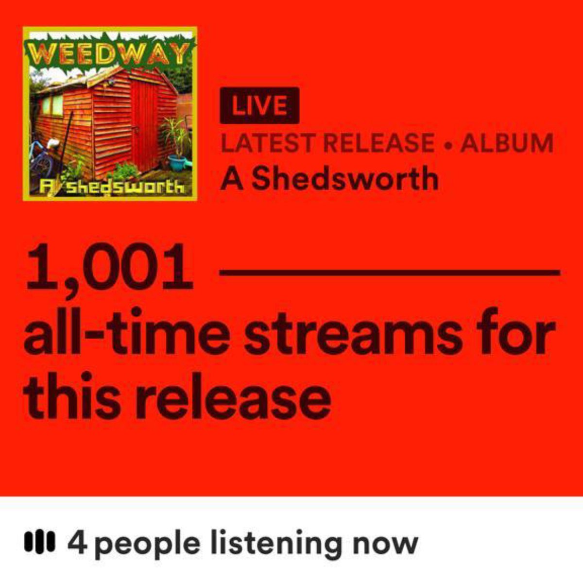 Over 1k streams on Spotify since it’s release yesterday 🫵 thanks everyone who’s doing the streaming ❤️💛💚