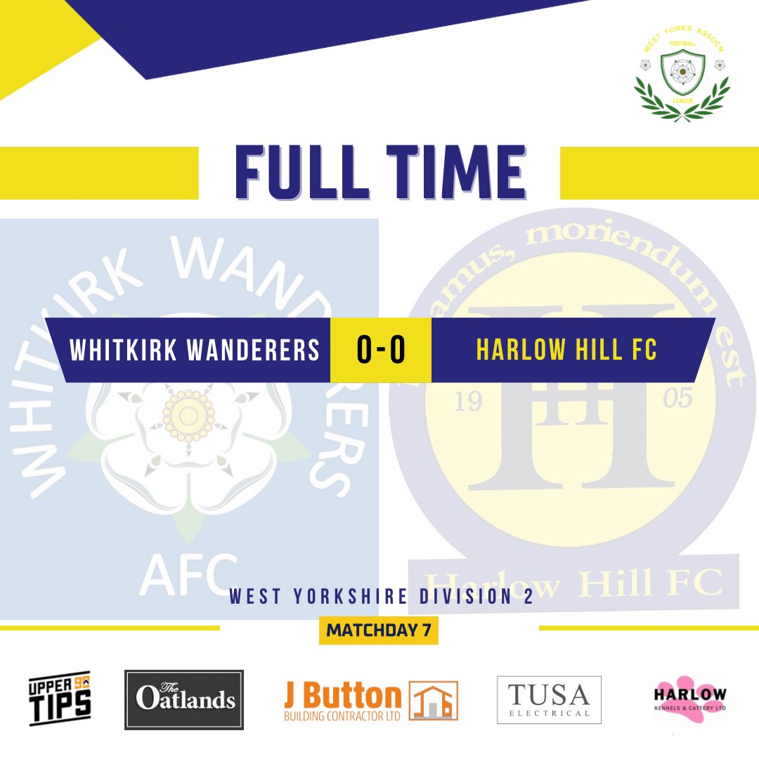 FULL TIME! The spoils are shared away at Whitkirk today. Harlow denied by goal line clearances, the woodwork, double saves & careless finishing. The ball just would not go in! Credit to @whitkirkfc who fought from minute 1 right to the very end in what was a battling display.