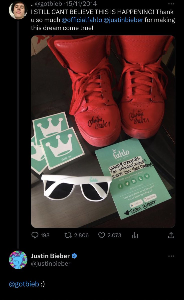gotbieb's tweet image. Justin Bieber me mandando o tênis que ele usou na Believe Tour autografado. Nunca irei superar! ❤️