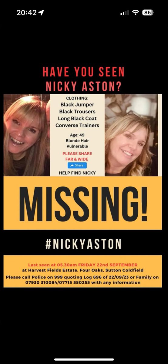 P L E A S E 

S H A R E 

#NickyAston 
#SuttonColdfield 
#MissingPerson