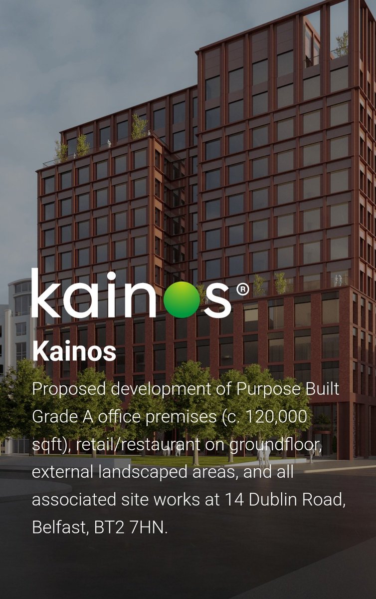 Here's what the new <a href="/KainosSoftware/">Kainos</a> office could look like on the Dublin Road in Belfast. Part of site will also be student accommodation owned by Queen's