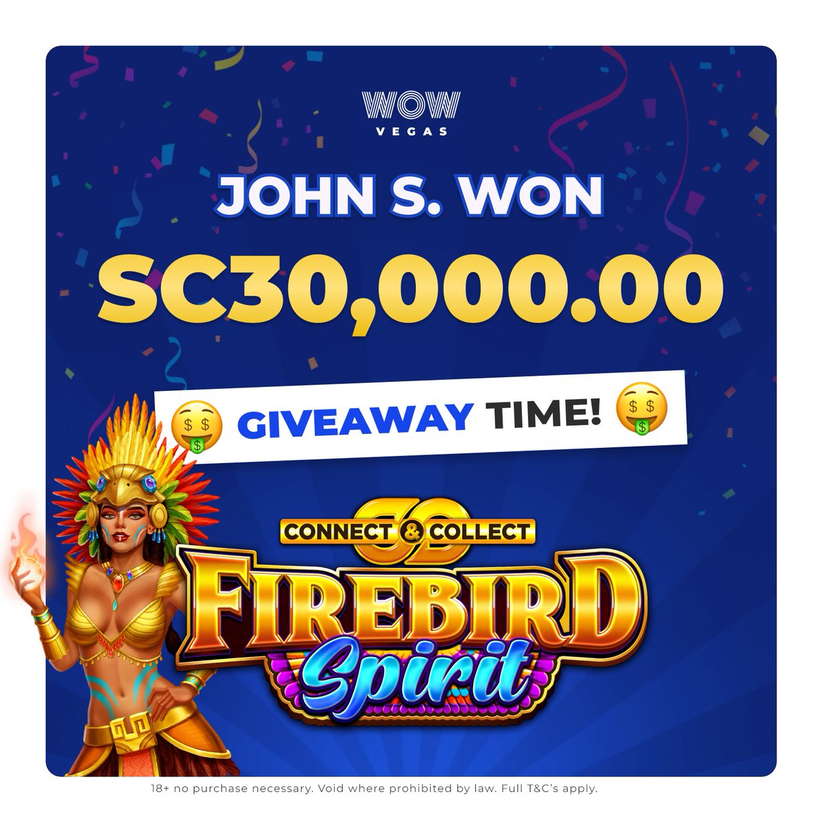wowvegascom's tweet photo. Player John S won 30,000.00 playing at WOW Vegas! 👏

We are giving away 500,000 WOW Coins &amp; SC 20 to 5 followers across social media who:

1 - Retweet this post
2 - Comment “Congratulations!” with their username

Winners will be selected and credited Monday, good luck! 🤞 https://t.co/jtb0vOQz8u