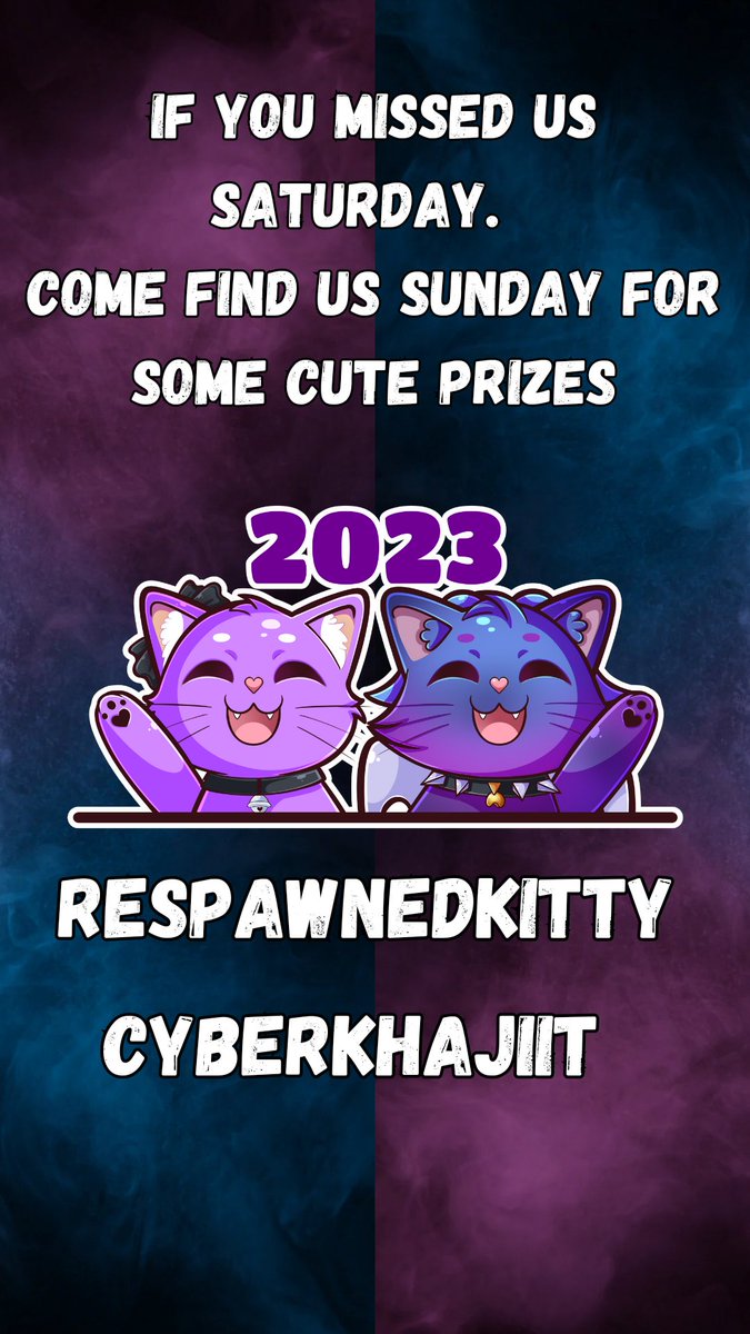 RespawnedK's tweet photo. Kitty and @CyberKhajiit will be back at it again tomorrow at Comic Con Africa!

We have come up with a fun challenge for you guys to enjoy with us for more awesome prizes 💜

See you all at the streamercon lounge 😁

#CCA23 #comicconafrica #streamercon #community https://t.co/q9T8FLc5cB