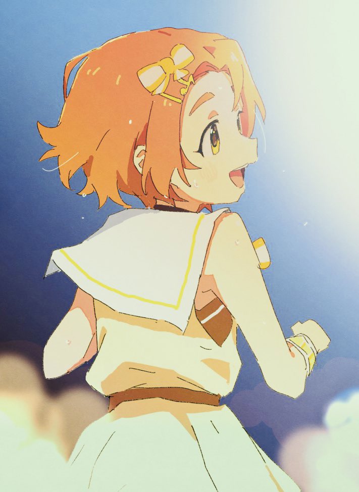 ryuzaki kaoru 1girl solo short hair hair ornament orange hair bow dress  illustration images