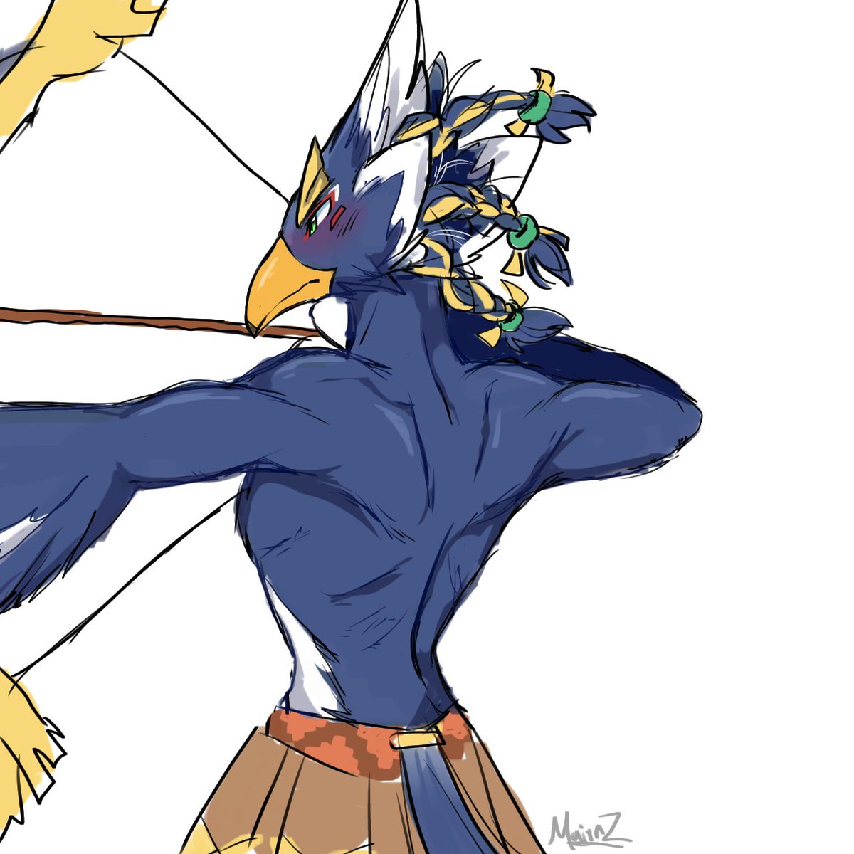 mairynwoods2022's tweet photo. It's finally Saturday, and I can admire this pretty bird once again #revali https://t.co/rNjZtPsgxi
