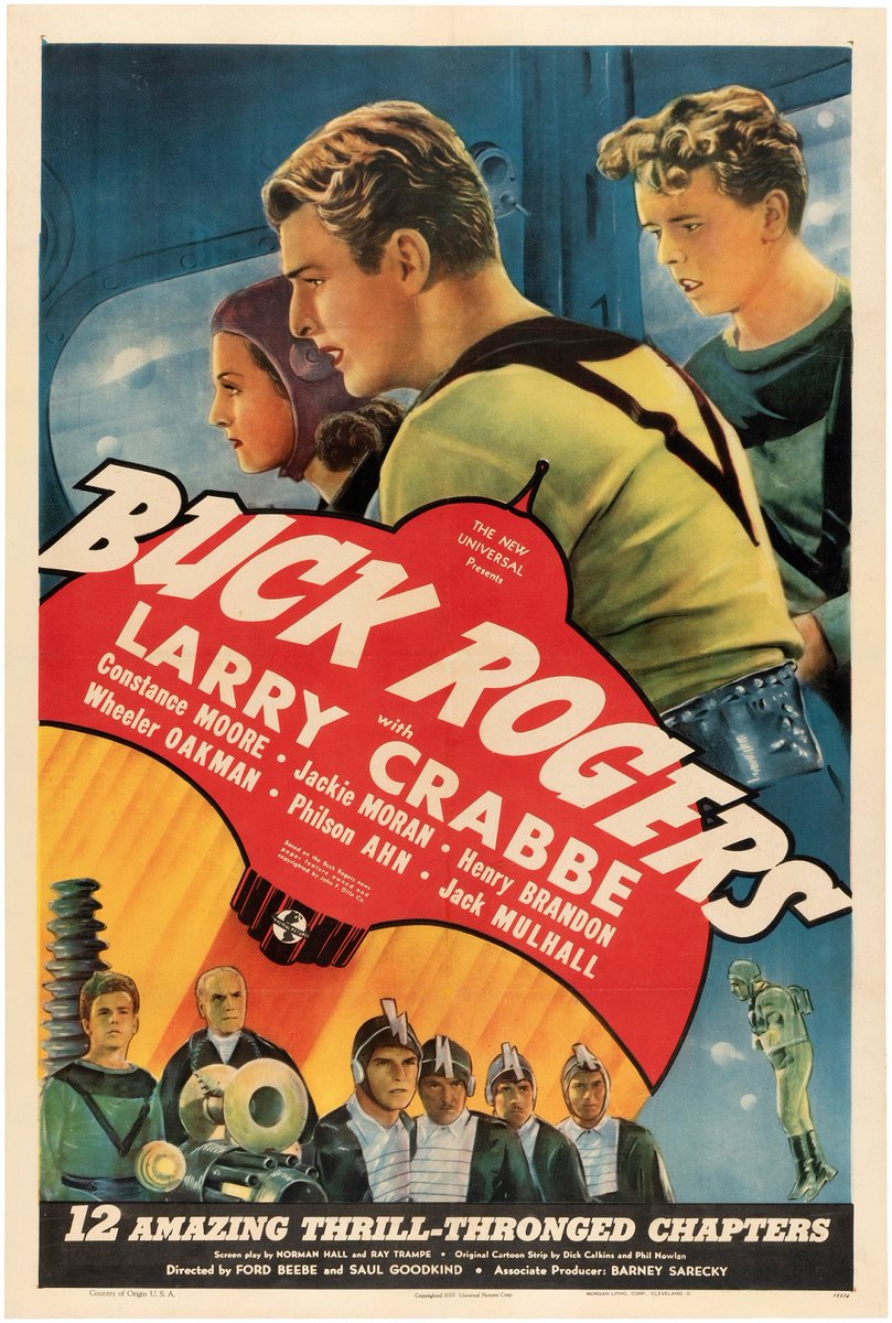 HakesAuctions's tweet photo. SOLD FOR $11,162! This poster for the 1939 @UniversalPics #BuckRogers #movieserial starring #BusterCrabbe rocketed past estimates at @HakesAuctions. Contact us to sell your #vintage #movieposters! 🚀🪐🚀
#UniversalPictures #movies #collector #sciencefiction #scifi https://t.co/xENGYlLECk