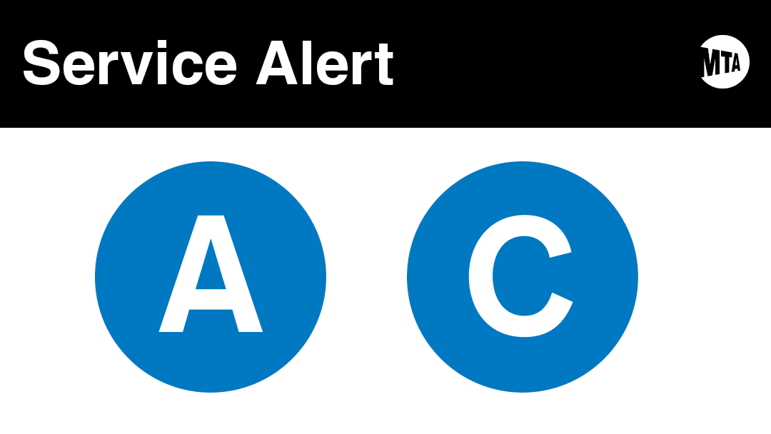 We're conducting urgent track maintenance at Fulton St. Until at least 5 PM, northbound A/C trains are running via the F from Jay St to W 4 St.
-No northbound A/C at High St, Fulton St.
-No northbound A/C/E at Chambers St/WTC, Canal St, Spring St.

More details in the thread:
